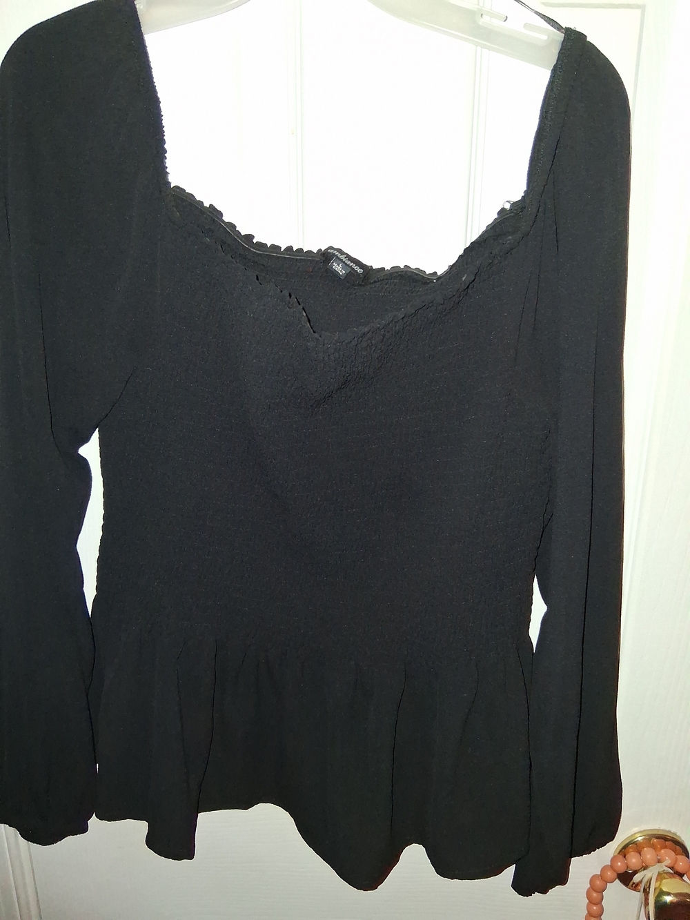 Ambiance Black Smocked Peplum Top